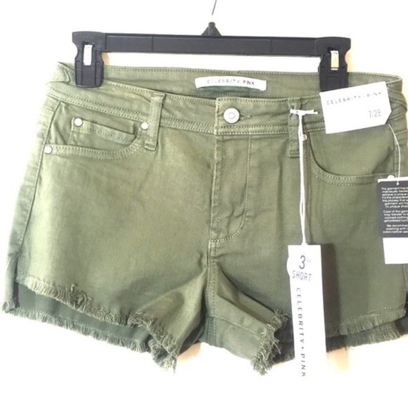 Celebrity Pink Pants - Celebrity Pink Jean Shorts Cut Off Frayed Green